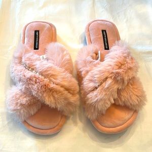 Pretty You London NEW slippers. Slides with rhinestone accent.  US size 5-6